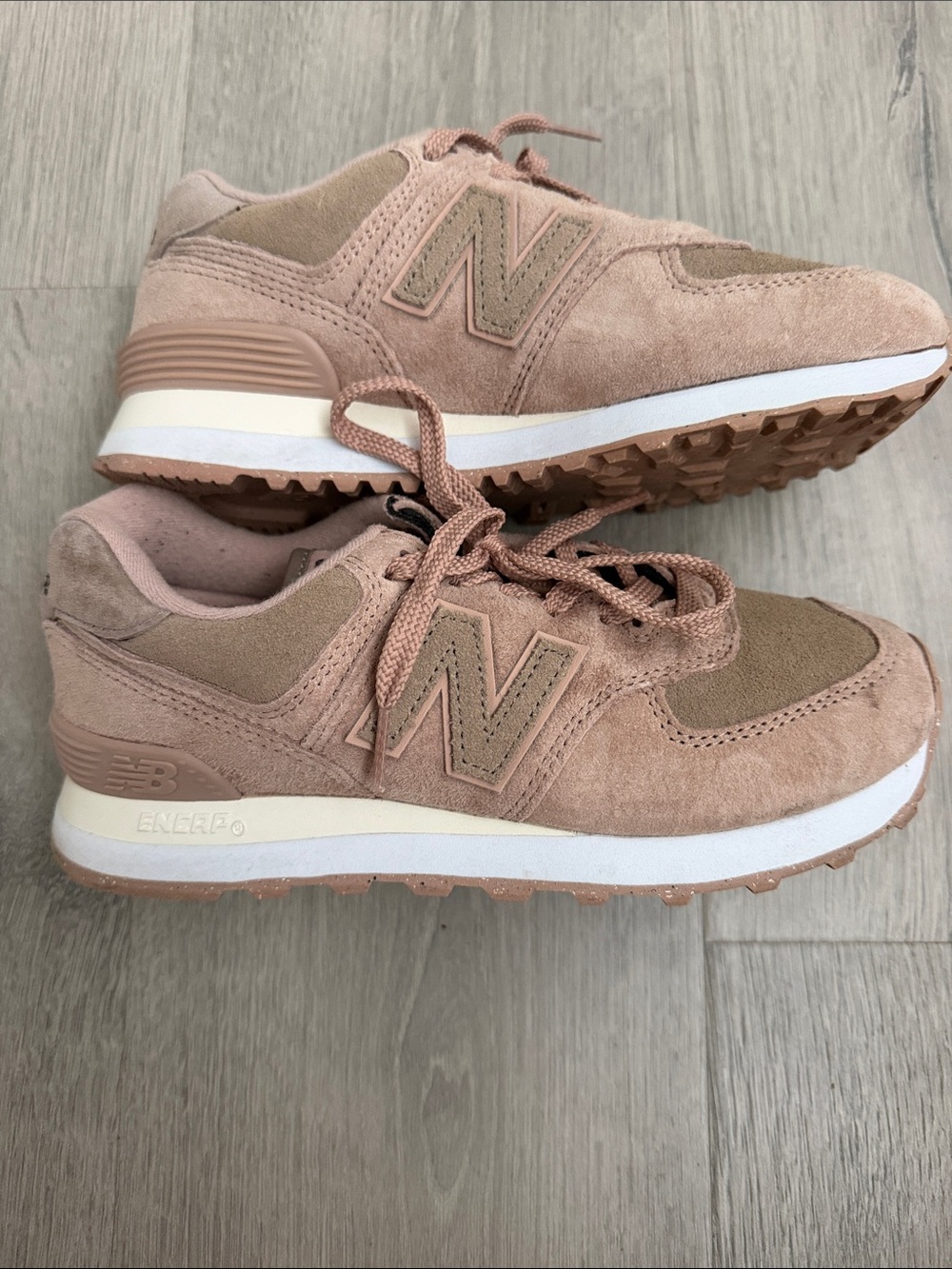 New Balance Women’s Pink Suede & Tan Accent Retro Sneakers